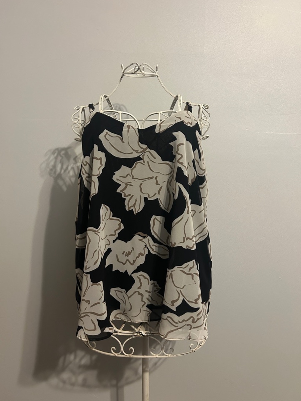 torrid Black Camisole with Cream Floral Print